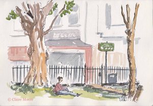 After parking up, Roy heads down past the Corn Exchange, along Marlborough place, up Trafalgar where he bumps into the dodgy “under-belly-world-crim” Terry Biglow right in this very spot by Pelham Square. When I painted this, there was just a lady quietly eating a smoked salmon sandwich though so capturing the sinister undertones was tricky. The café in the background claims that “Passenger” thinks they have the best coffee in town, I haven’t tried it but I did enjoy the very comfy sofa’s in Redwood next door.