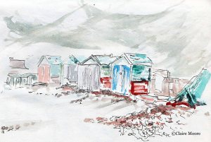 Crumbling beach huts